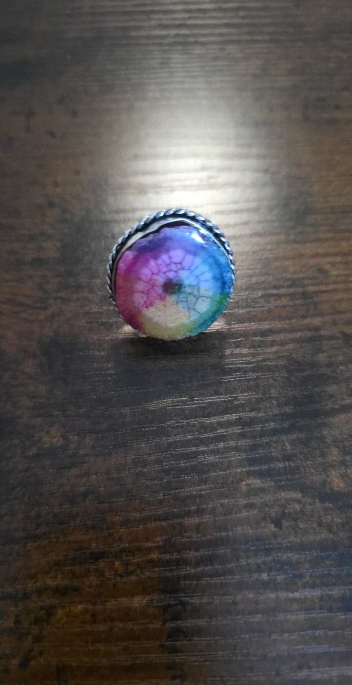 Multicolor Round Raunboe AGATE Stone Ring - Women's Fashion Jewelry